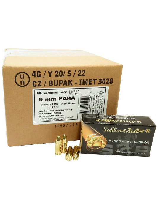 S&B 9mm 124 Grain FMJ - 1000 Round Case S&B 9mm 124 Grain FMJ - 1000 Round Case
